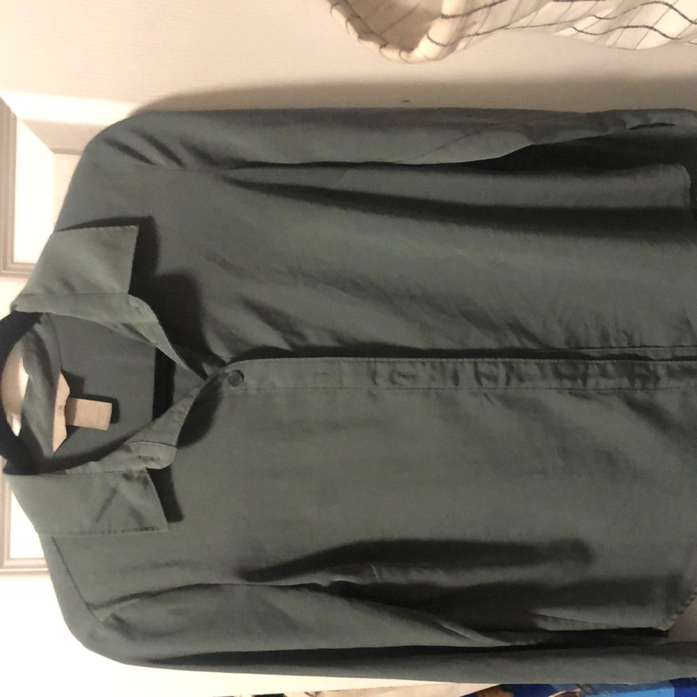 Sage green collared button up blouse H&M